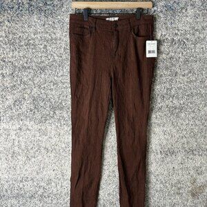 Free People Pants Womens 29 Chocolate Crinkle Skinny 5-Pocket Zip Fly OB536137